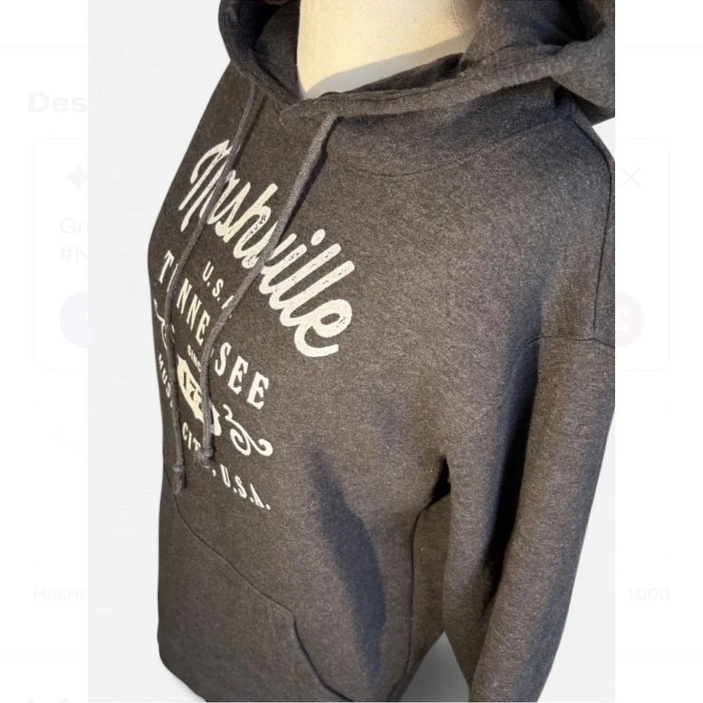 Nashville TN Music City USA Hoodie  Unisex Medium Black By Delta Fleece EUC - Picture 4 of 6